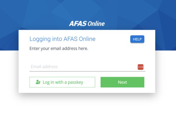AFAS online inloggenscherm