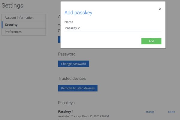 AFAS online passkey toevoegen bij instellingen en dan beveiliging